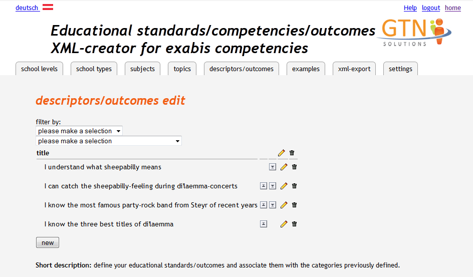 Exabis Competencies - Competence grids