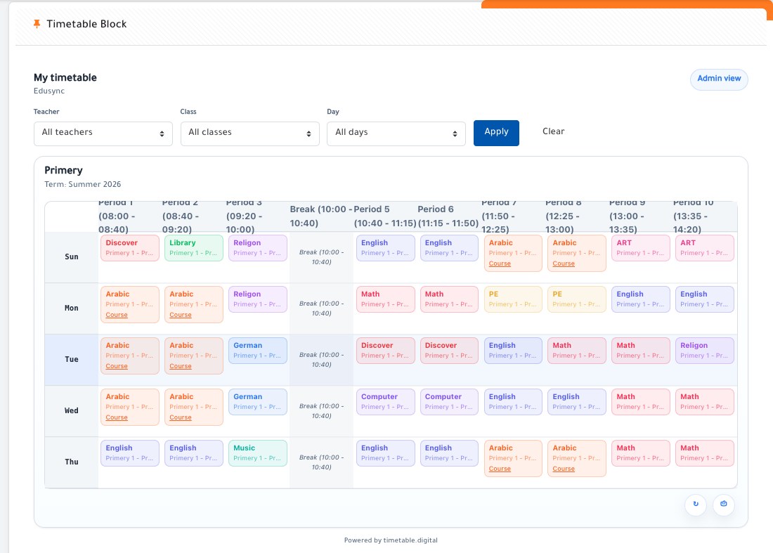 Timetable Block