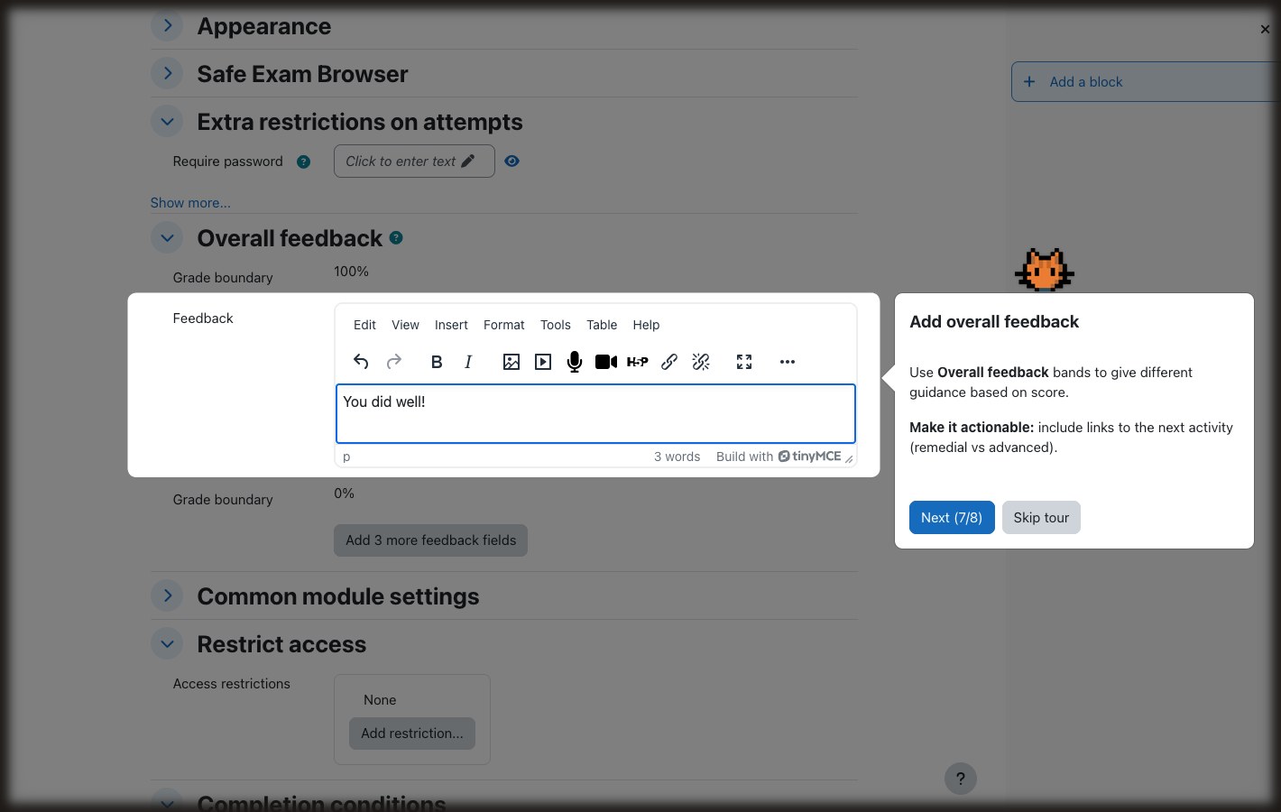 Adaptive course audit