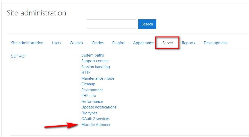 Moodle Adminer