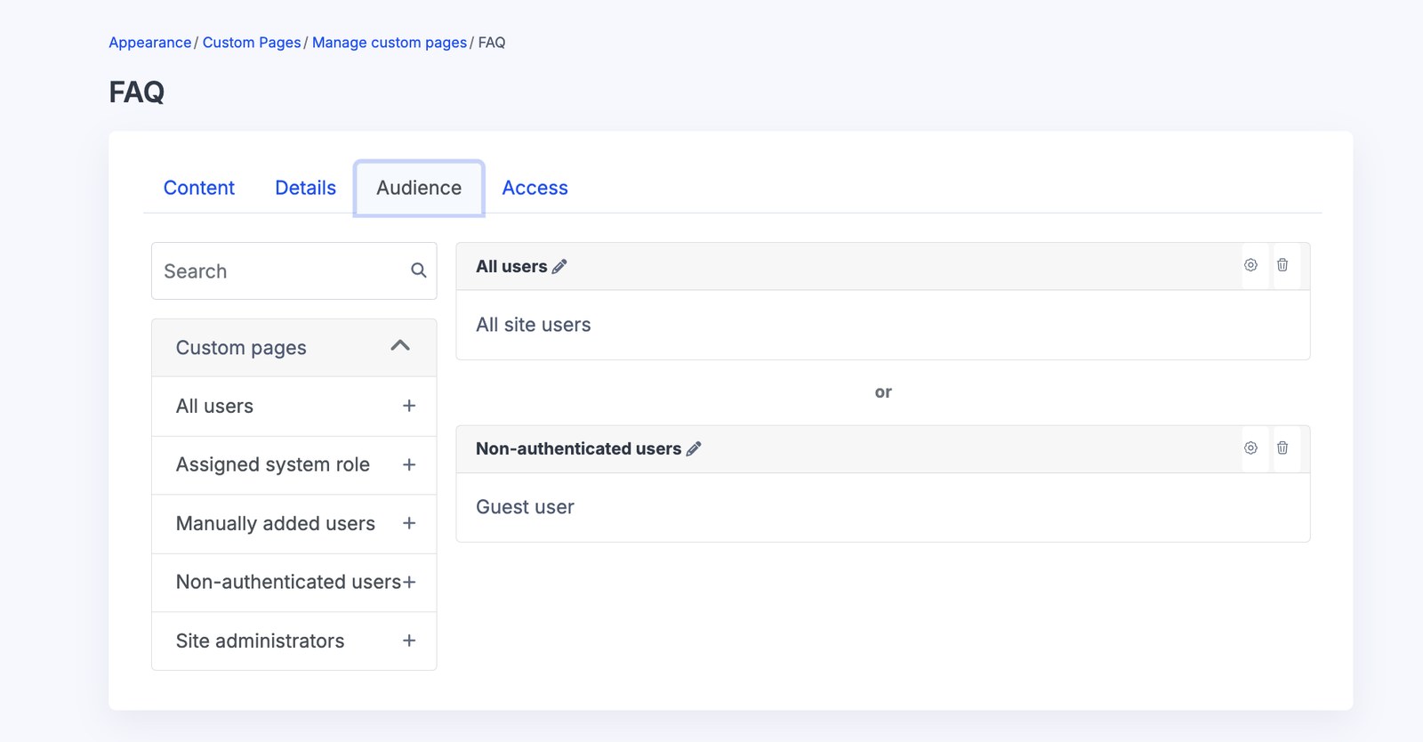 Custom pages