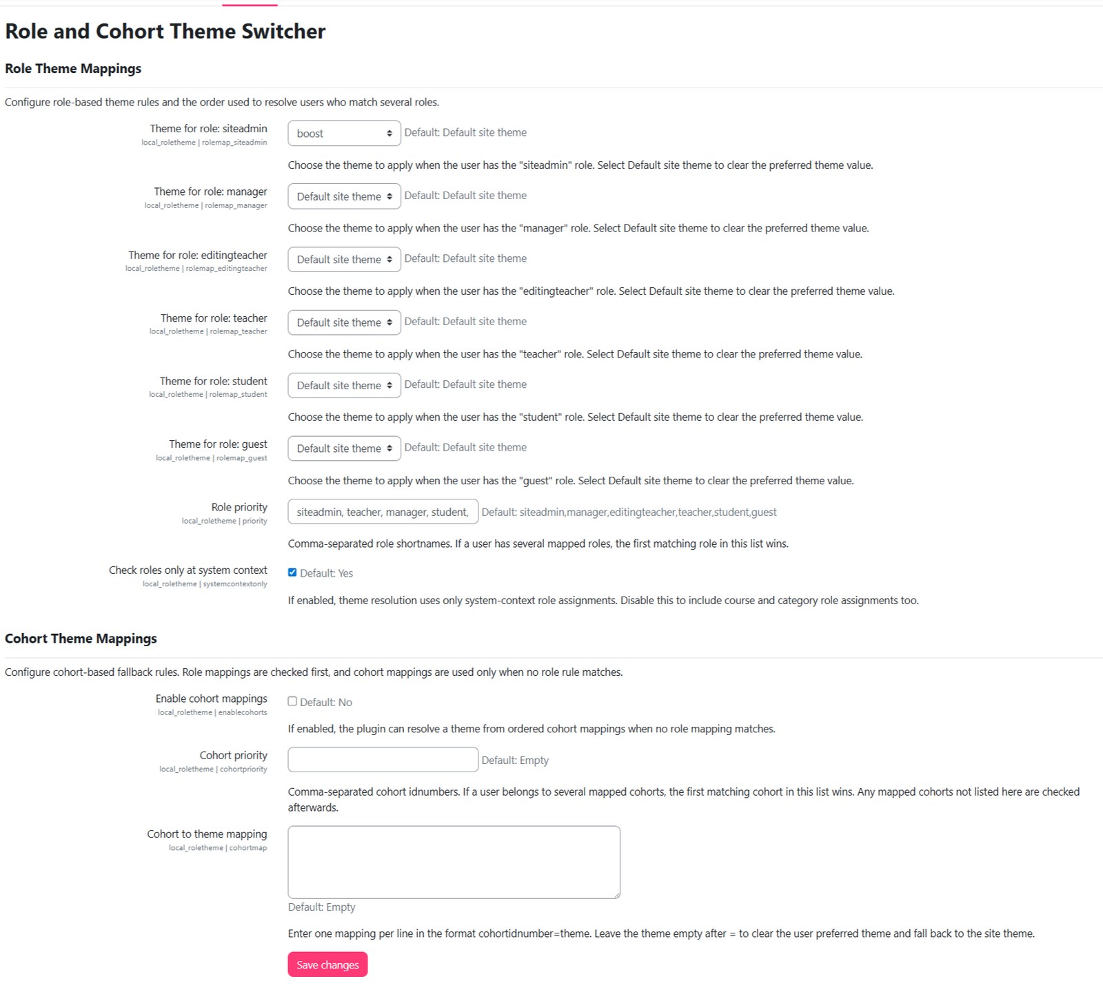 Role and Cohort Theme Switcher