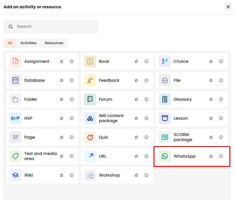 WhatsApp for Moodle