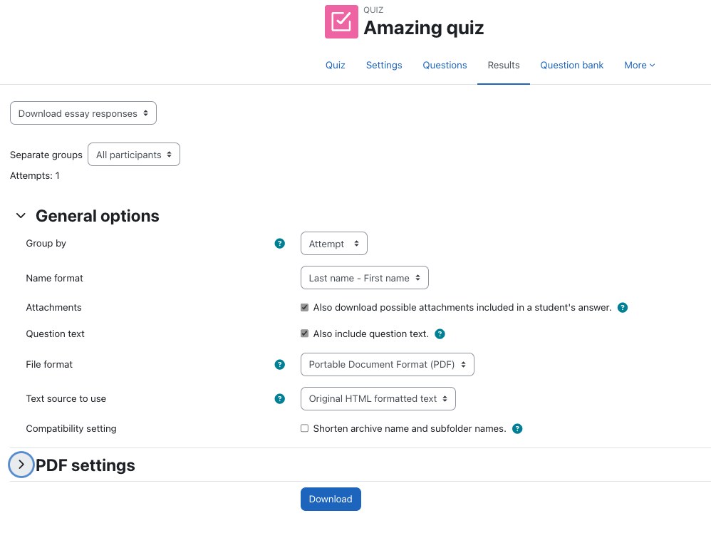 Essay responses downloader plugin (quiz_essaydownload)