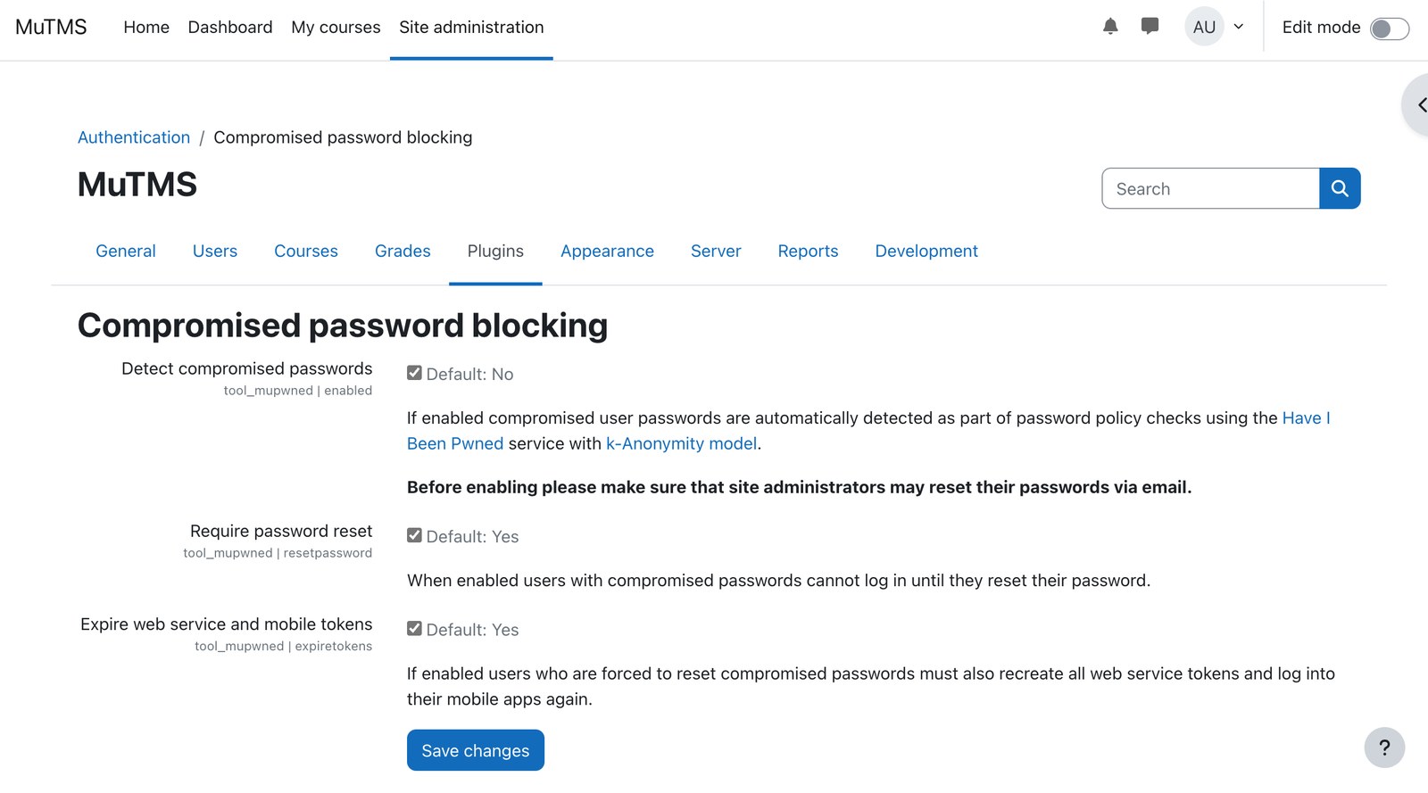Compromised password blocking